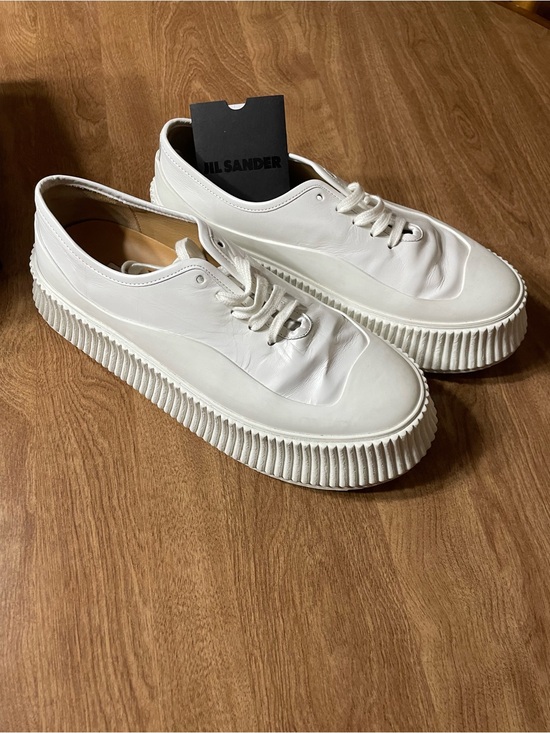 Jil Sander Other - Jil Sander White Ribbed Platform Leather Sneakers
